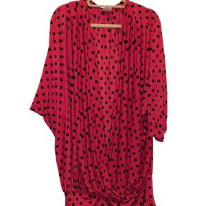 gottex pink black polka dot drapey bathing suit cover up L